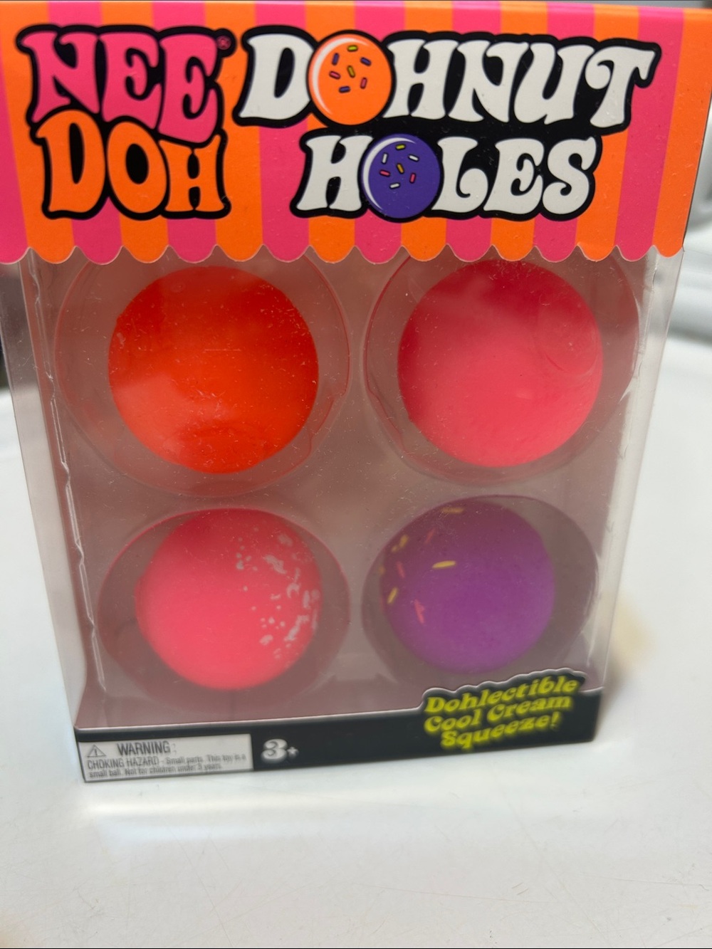 Donut Holes Kids Squishy Toy Pack - Bright Orange, Pink, Purple